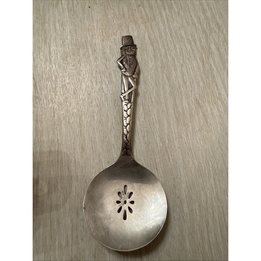 Planters Peanuts Slotted Serving Spoon Vintage Carlton Silver Plate Mr Peanut